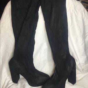 Thigh high black suede boot size 10
